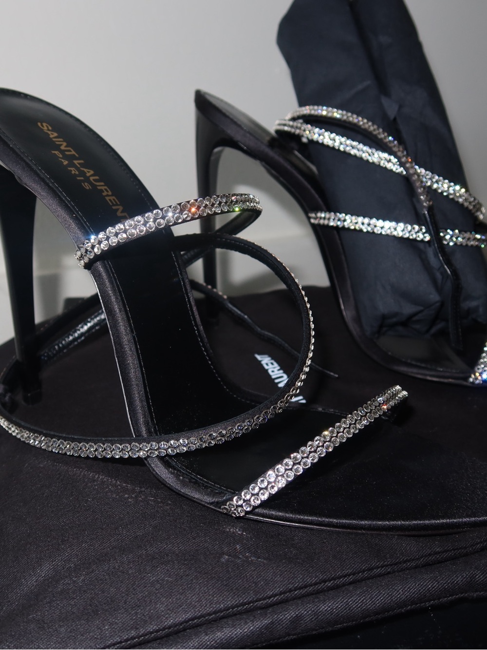 Saint Laurent Satine 110 mm Crepe Sandals
